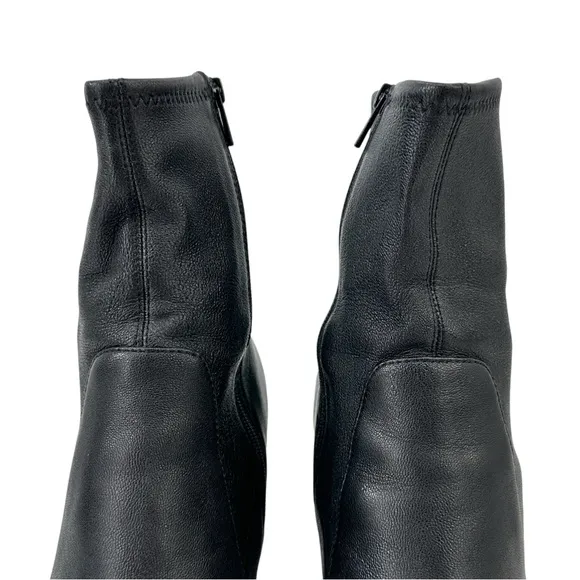 Loeffler Randall Isla Black Pointed Toe Block Heel Leather Ankle Boots Booties