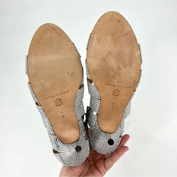 Loeffler Randall Luiza Lizard Print Lace-Up Gladiator Heeled Sandals 9