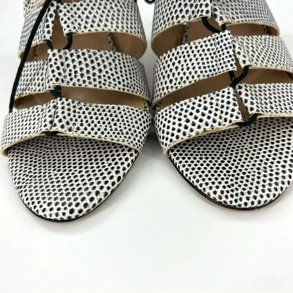 Loeffler Randall Luiza Lizard Print Lace-Up Gladiator Heeled Sandals 9