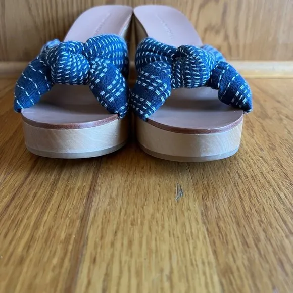Loeffler Randall Taylor Wedge Sandals Womens blue 7‎ Knotted Upper EUC