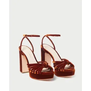 Loeffler Randall Velvet Sandals in Rich Brown