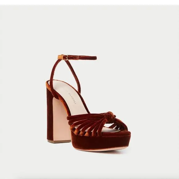 Loeffler Randall Velvet Sandals in Rich Brown
