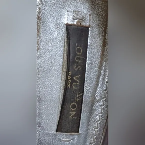 Louis Vuitton silver metallic heel sandals