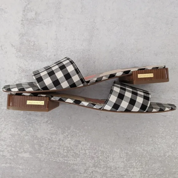 Louise et Cie 'Aydia' Slide Sandals in Gingham 8.5 New In Box!