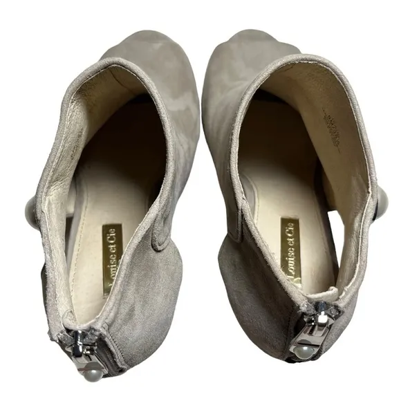 Louise Et Cie Illisa Grey Suede Peep-toe high heel booties size 8