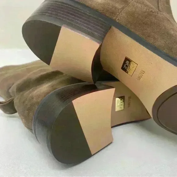 Louise Et Cie Silko Suede Block Heel Booties Tan Sz 8 soft pull-on boots