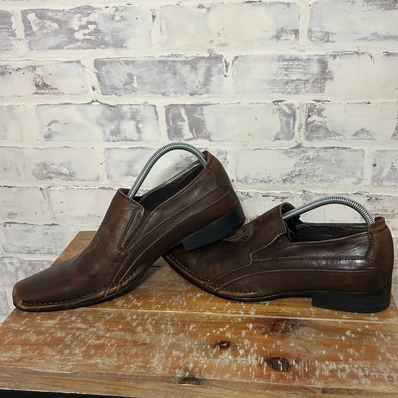 Lounge Mark Nason 9.5 10.5 Men's Rockabilly Slip-On Loafers Brown Cross 2 SIZES