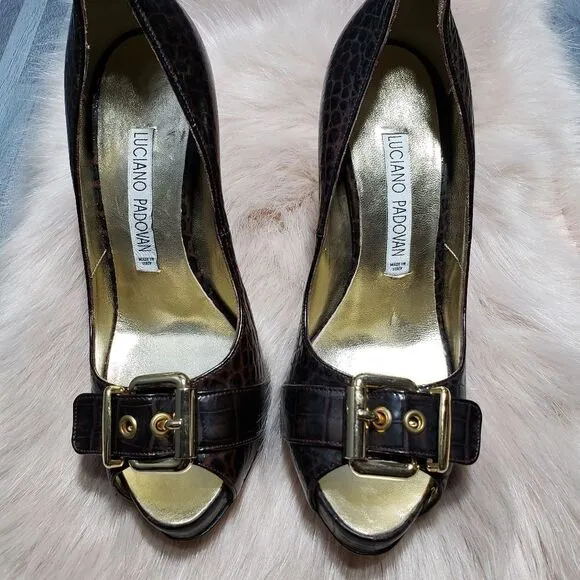 Luciano Padovan Shoes Croc Embossed heel shoes