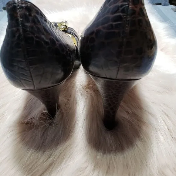 Luciano Padovan Shoes Croc Embossed heel shoes