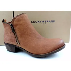 Lucky Brand Bartalino Block Heel Booties Ankle Boots Leather Whisky Size 7.5