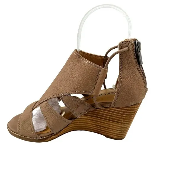LUCKY BRAND JOELLEN BROWN WEDGE CAGE SANDALS SHOES sz 6