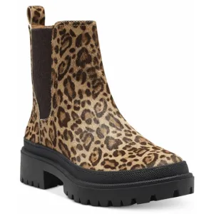 LUCKY BRAND LEOPARD PRINT SUEDE BLOCK HEEL BOOTS
