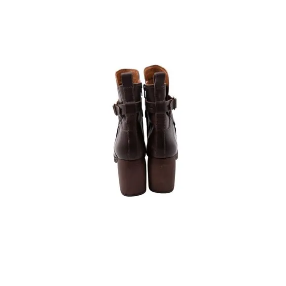 Lucky Brand Natesa Bootie Ankle Boots Sz 8 Chocolate Brown Leather Platform