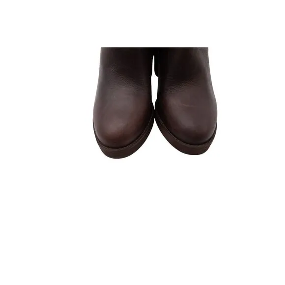 Lucky Brand Natesa Bootie Ankle Boots Sz 8 Chocolate Brown Leather Platform