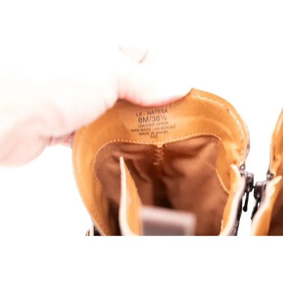 Lucky Brand Natesa Bootie Ankle Boots Sz 8 Chocolate Brown Leather Platform