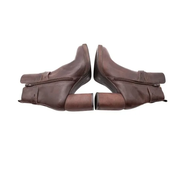 Lucky Brand Natesa Bootie Ankle Boots Sz 8 Chocolate Brown Leather Platform