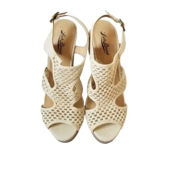 Lucky Brand Remyy Woven Platform Wedge Sandals Heels Size 8