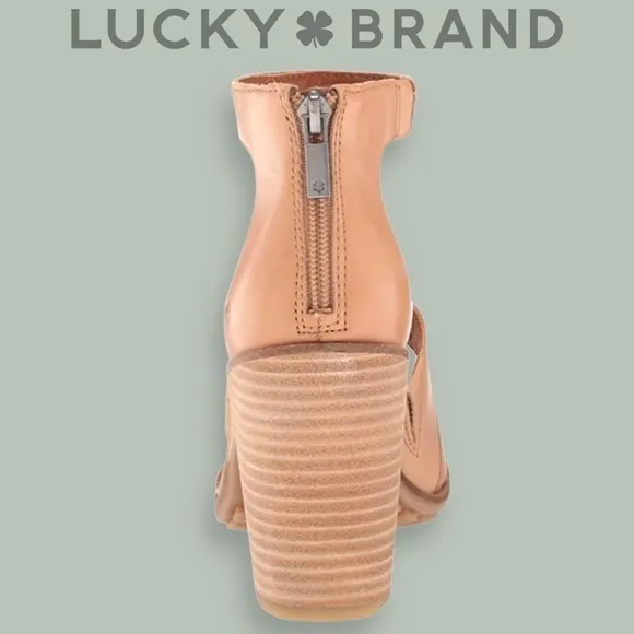 LUCKY BRAND Valka Ankle Strap Block Heel Strappy LEATHER Sandals NWT/10M