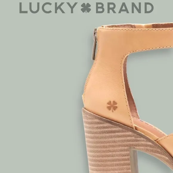 LUCKY BRAND Valka Ankle Strap Block Heel Strappy LEATHER Sandals NWT/10M