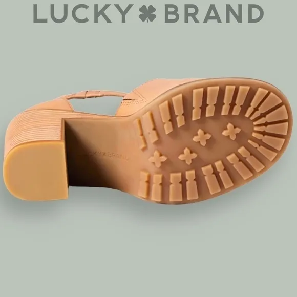LUCKY BRAND Valka Ankle Strap Block Heel Strappy LEATHER Sandals NWT/10M