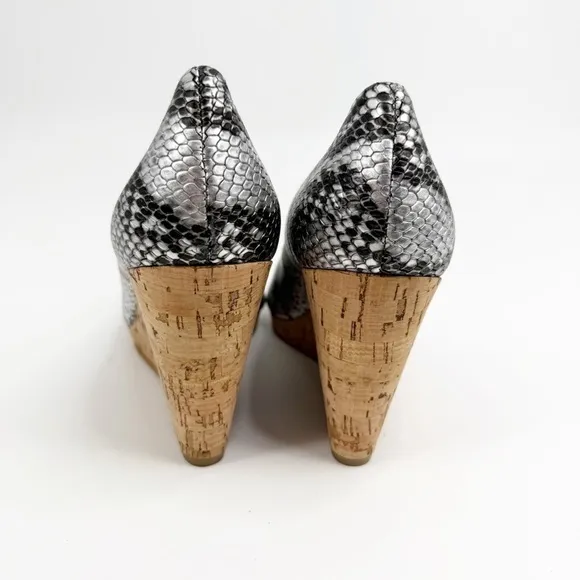 Lucy Choi London Brand New Snakeskin Peep Toe Wedge Heels, Size 40.5 (10.5)