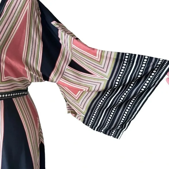 Lulus Montecito Black Geometric Print Maxi Dress Womens size S