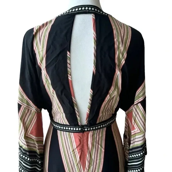 Lulus Montecito Black Geometric Print Maxi Dress Womens size S