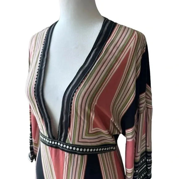 Lulus Montecito Black Geometric Print Maxi Dress Womens size S