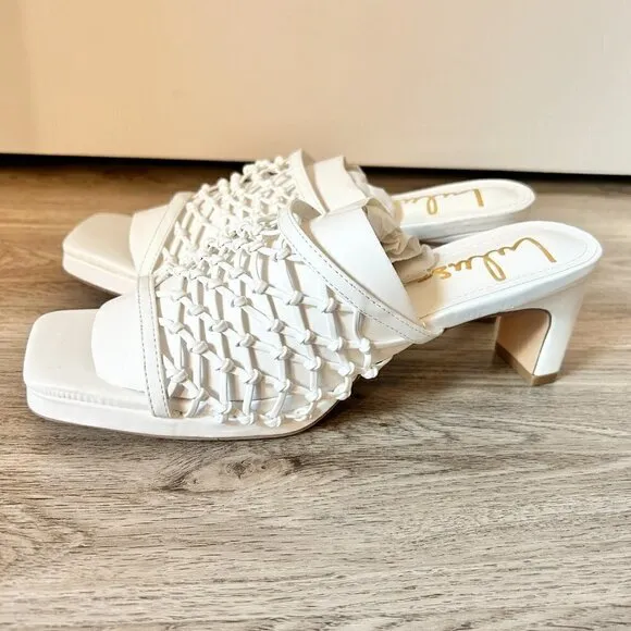 Lulu's Rewn White Knotted High Heel Slide Sandals Size 7.5 BRAND NEW