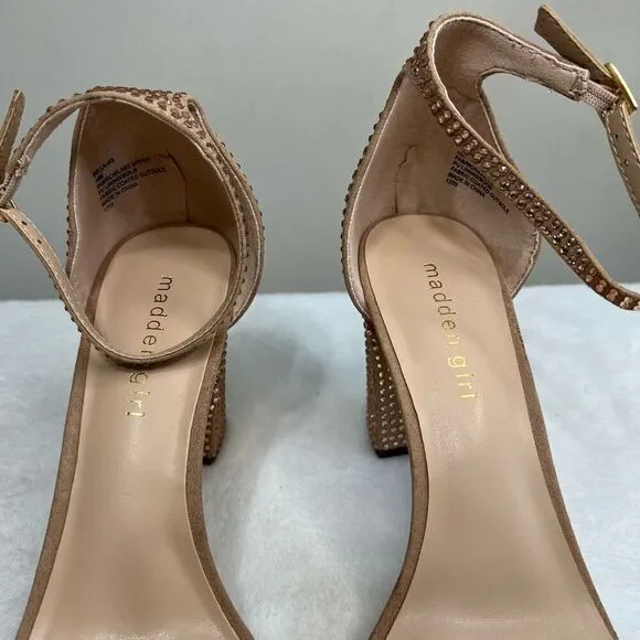 Madden Girl Bella Embellished Block Heel Sandals 10 NEW Women