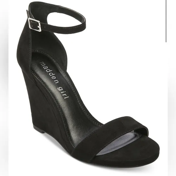 Madden Girl Black Willoow Wedge Sandals