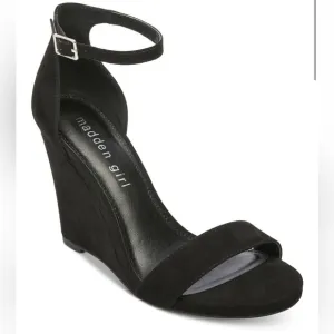 Madden Girl Black Willoow Wedge Sandals