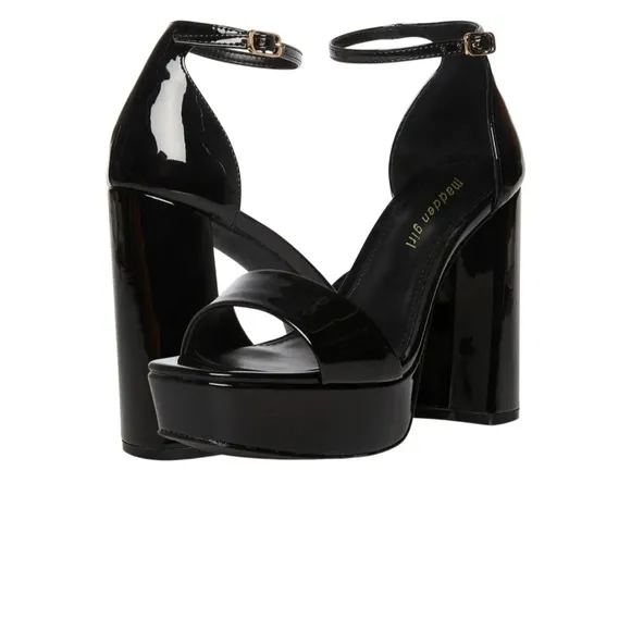 Madden Girl Omega Platform Block Heel Black Sandals