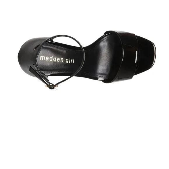 Madden Girl Omega Platform Block Heel Black Sandals