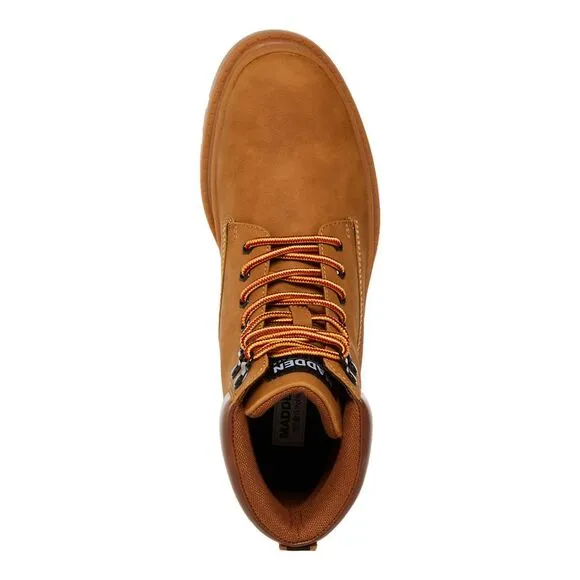MADDEN Mens Brown Heel Pull-Tab Glixxo Round Toe Block Heel Combat Boots 9 M