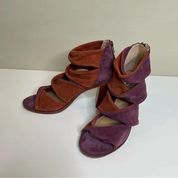 MADE red strappy block heel sandal shoes