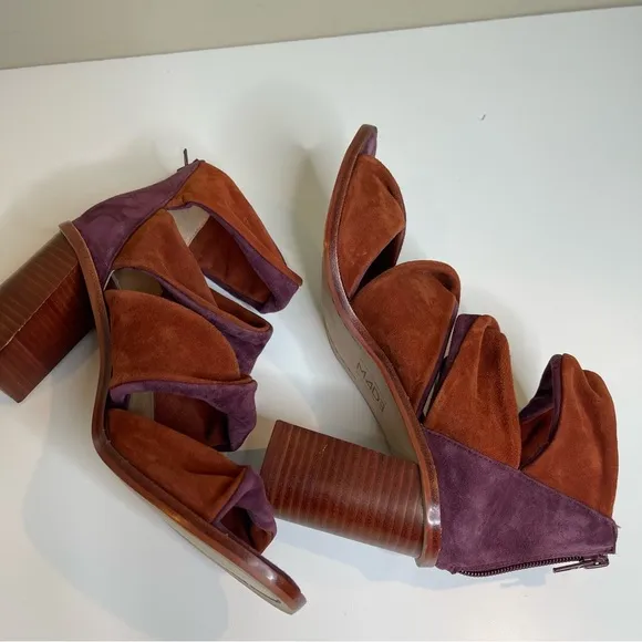 MADE red strappy block heel sandal shoes