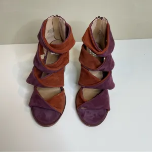 MADE red strappy block heel sandal shoes
