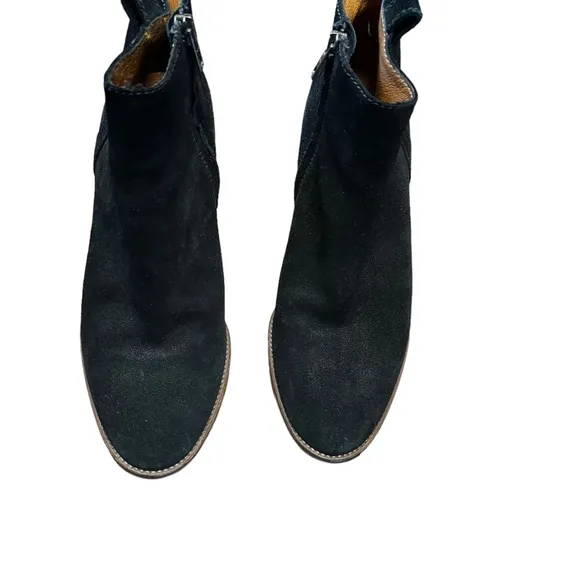 Madewell Billie Boot black suede block heel zipper closure booties size …