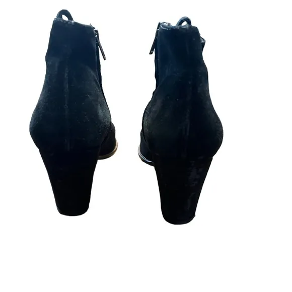 Madewell Billie Boot black suede block heel zipper closure booties size …