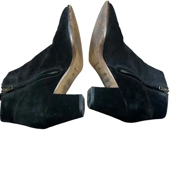 Madewell Billie Boot black suede block heel zipper closure booties size …