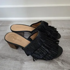 Madewell Black Fringe Block Heel Sandal