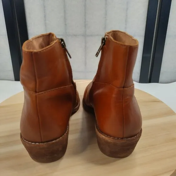Madewell Charley Bootie Leather Block Heel English Saddle K5307 Women US 8