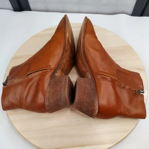 Madewell Charley Bootie Leather Block Heel English Saddle K5307 Women US 8