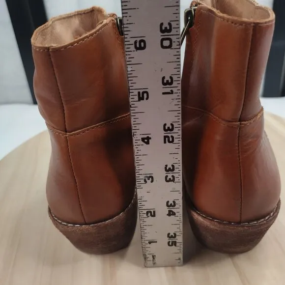 Madewell Charley Bootie Leather Block Heel English Saddle K5307 Women US 8