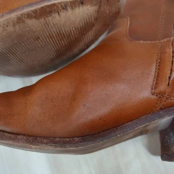 Madewell Charley Bootie Leather Block Heel English Saddle K5307 Women US 8