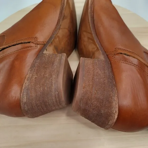 Madewell Charley Bootie Leather Block Heel English Saddle K5307 Women US 8