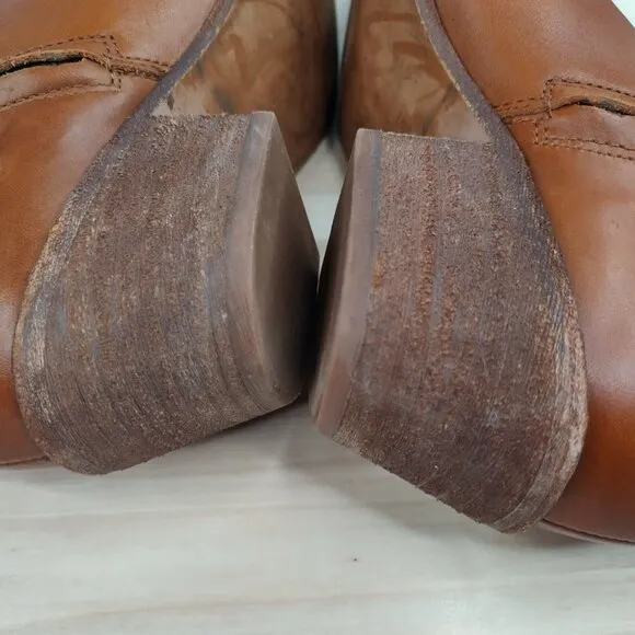 Madewell Charley Bootie Leather Block Heel English Saddle K5307 Women US 8