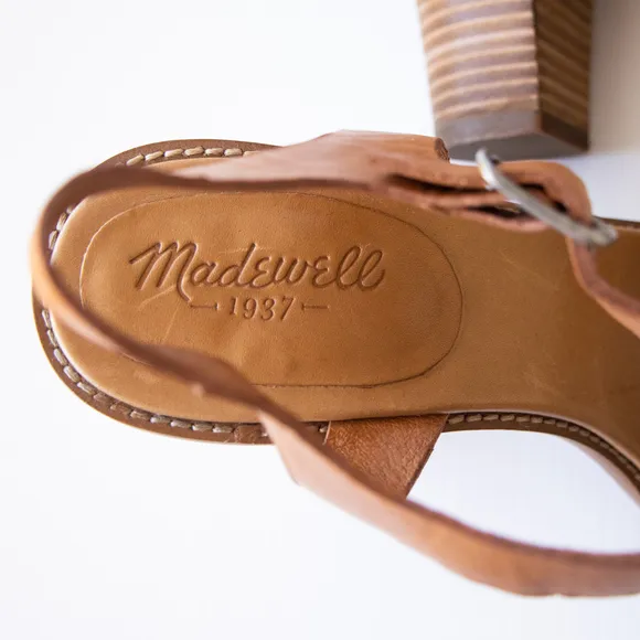 Madewell Loren High Block Heel Buckle Leather Sandals
