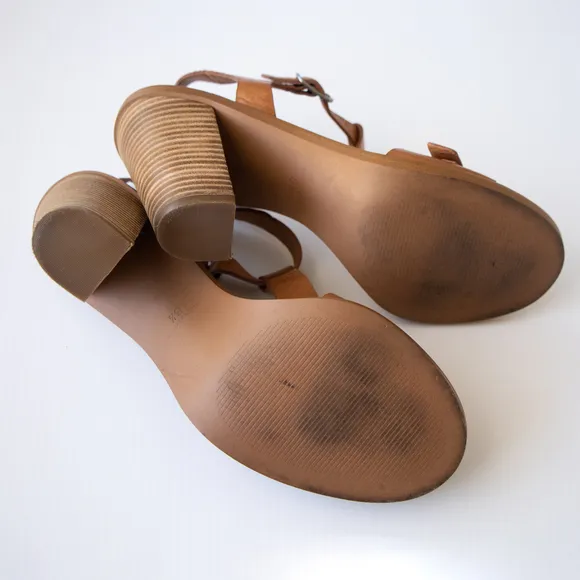 Madewell Loren High Block Heel Buckle Leather Sandals
